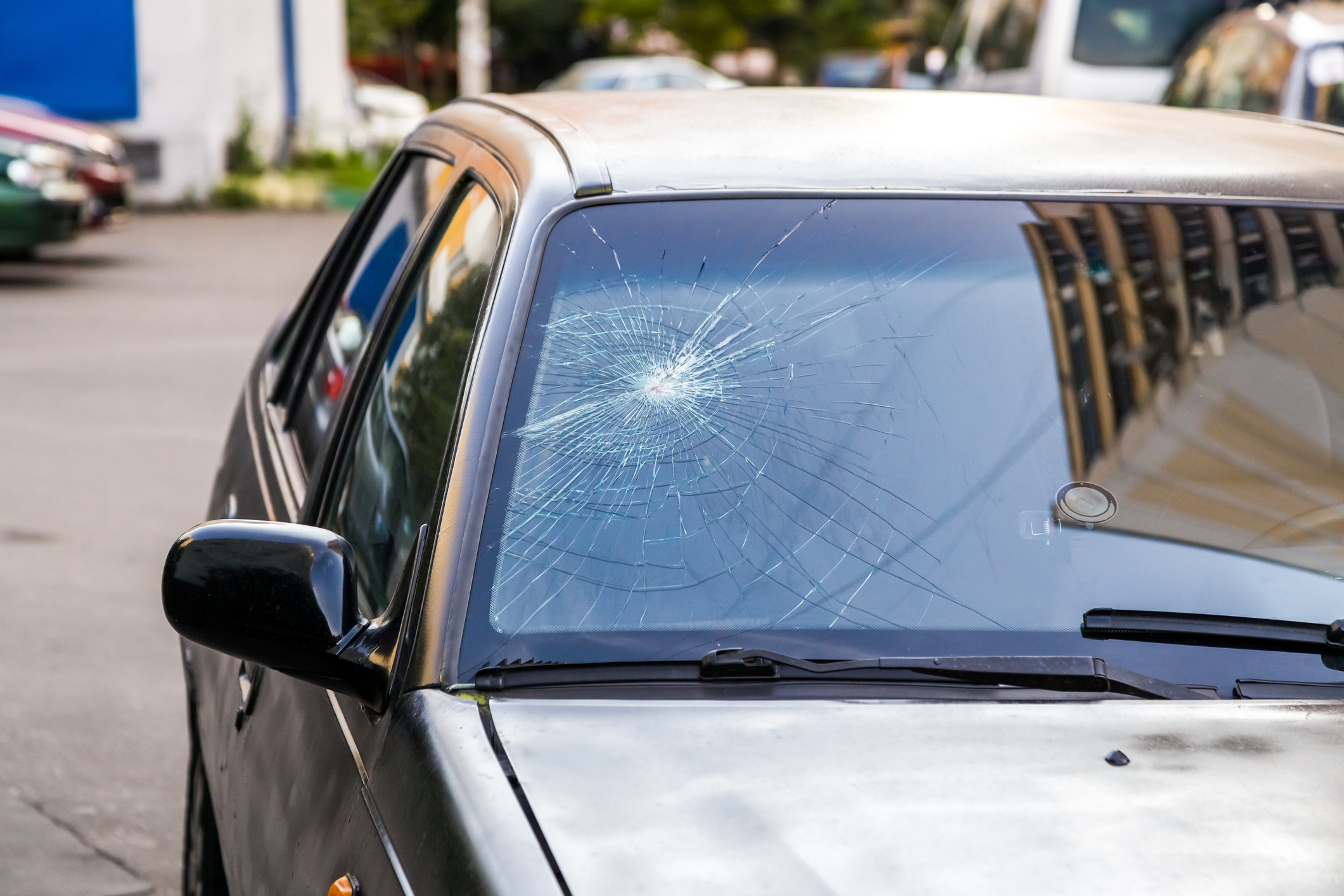 A major windshield crack that needs to be replaced immediately.